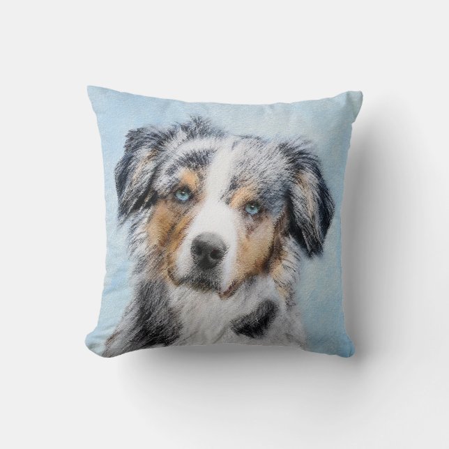 Miniatyr American Shepherd Painting - Hund Art Kudde (Framsida)