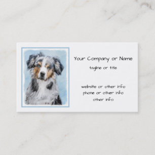 Miniatyr American Shepherd Painting - Hund Art Visitkort