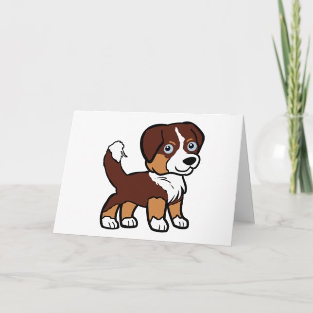 Miniatyr American Shepherd Red Tri med Svan Kort (Framsida)