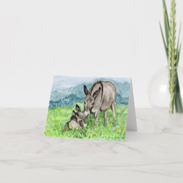 Miniatyr Donkey Mors dag Card Kort (Framsida)