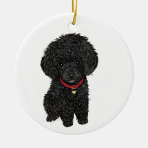 Miniatyr- eller Toy Poodle - Svart 1 Julgransprydnad Keramik