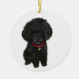 Miniatyr- eller Toy Poodle - Svart 1 Julgransprydnad Keramik