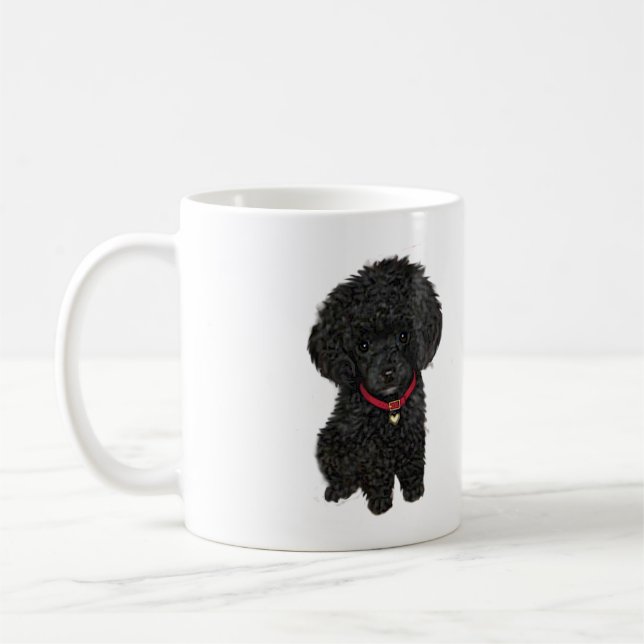 Miniatyr- eller Toy Poodle - Svart 1 Kaffemugg (Vänster)