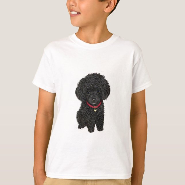 Miniatyr- eller Toy Poodle - Svart 1 Tee (Framsida)