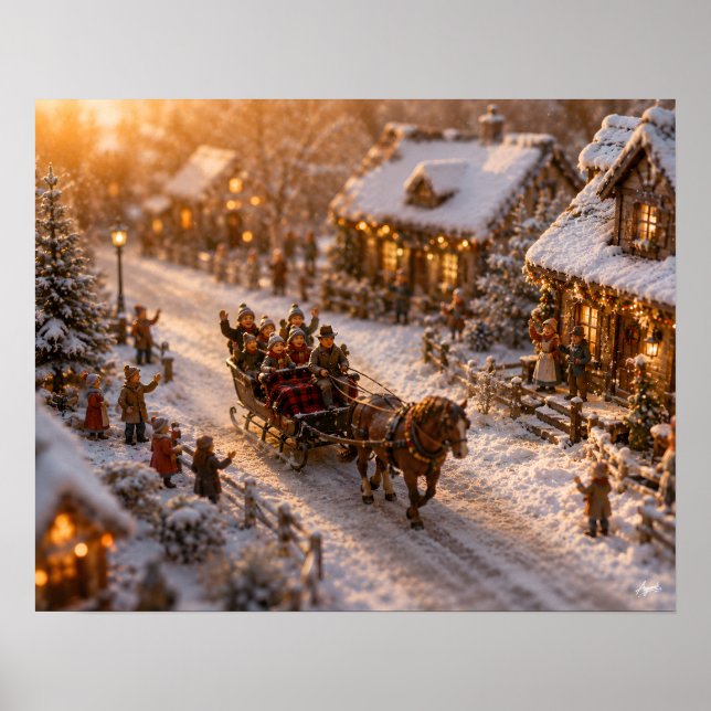 Miniatyr hästdragen slädfärd poster (Framsidan)