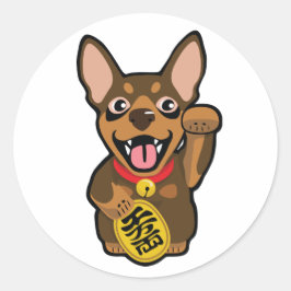 Miniatyr Pinscher Chocolate Min Pin Hund Sticker Runt Klistermärke