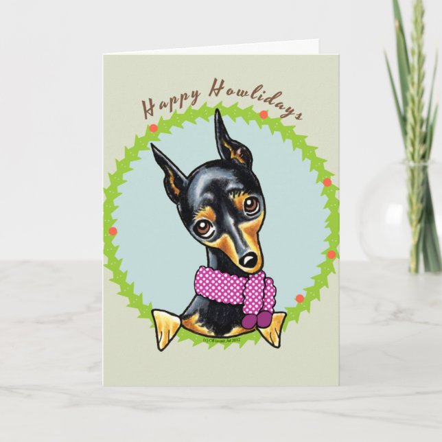 Miniatyr Pinscher Glad Jul Helgkort (Framsida)
