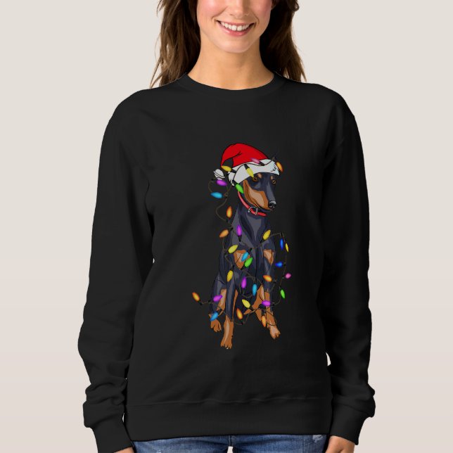 Miniatyr Pinscher Hund Light Decor jul-Hund T Shirt (Framsida)