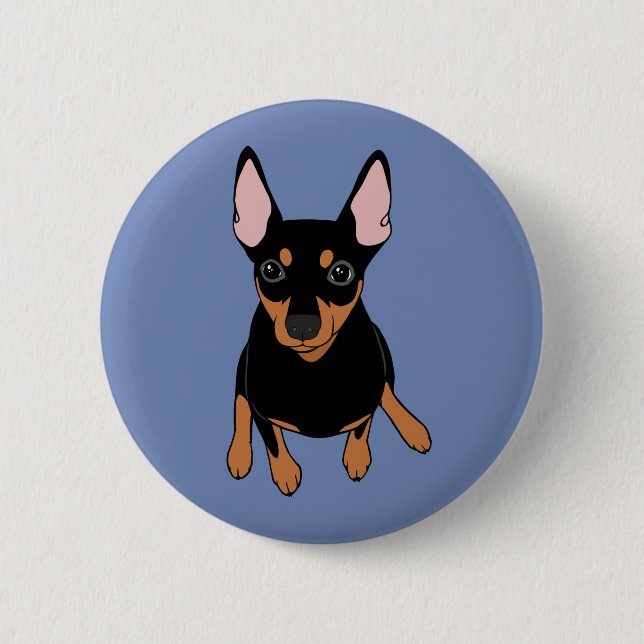 Miniatyr Pinscher Min Pin, standardrundknapp Knapp (Framsida)