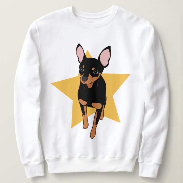 Miniatyr Pinscher Min Pin Toppen Star Sweatshirt T Shirt (Design framsida)