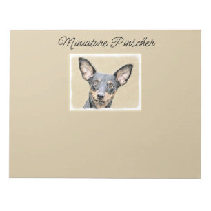 Miniatyr Pinscher Painting Cute Original Hund Art Anteckningsblock