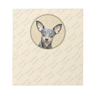 Miniatyr Pinscher Painting Cute Original Hund Art Anteckningsblock