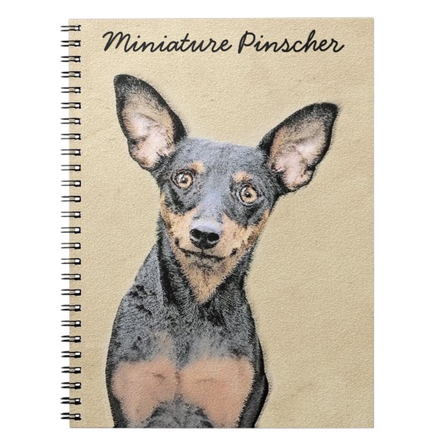 Miniatyr Pinscher Painting Cute Original Hund Art Anteckningsbok (Framsidan)