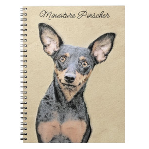 Miniatyr Pinscher Painting Cute Original Hund Art Anteckningsbok