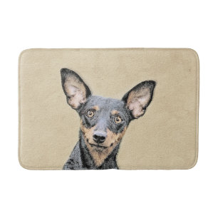 Miniatyr Pinscher Painting Cute Original Hund Art Badrumsmatta