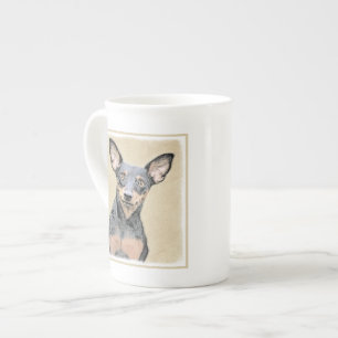 Miniatyr Pinscher Painting Cute Original Hund Art Benporslin Mugg