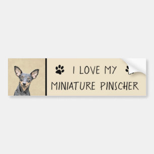 Miniatyr Pinscher Painting Cute Original Hund Art Bildekal