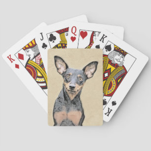 Miniatyr Pinscher Painting Cute Original Hund Art Casinokort
