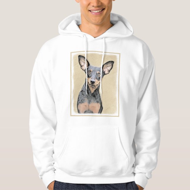 Miniatyr Pinscher Painting Cute Original Hund Art Hoodie (Framsida)
