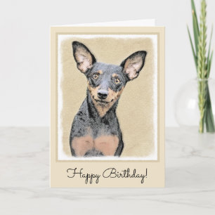 Miniatyr Pinscher Painting Cute Original Hund Art Kort