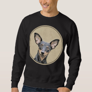 Miniatyr Pinscher Painting Cute Original Hund Art Lång Ärmad Tröja