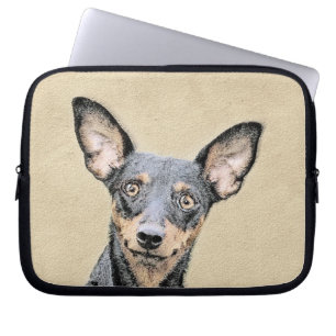 Miniatyr Pinscher Painting Cute Original Hund Art Laptop Fodral