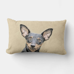 Miniatyr Pinscher Painting Cute Original Hund Art Lumbarkudde