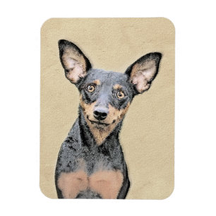 Miniatyr Pinscher Painting Cute Original Hund Art Magnet