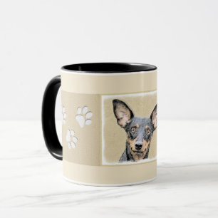 Miniatyr Pinscher Painting Cute Original Hund Art Mugg