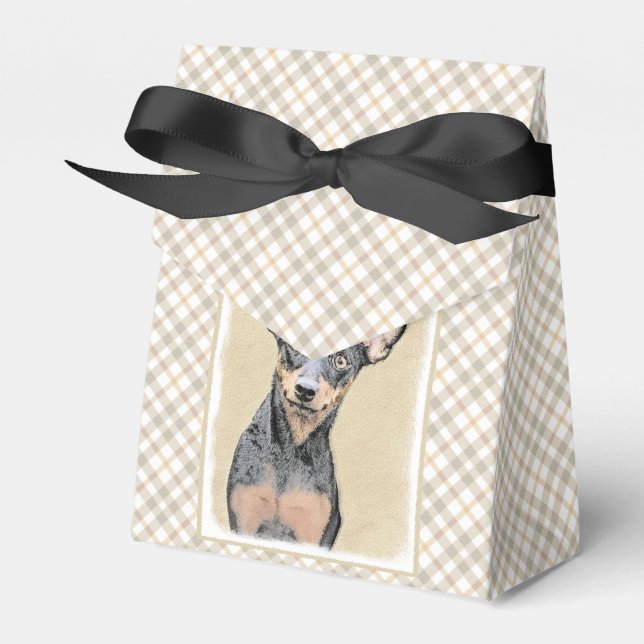 Miniatyr Pinscher Painting Cute Original Hund Art Presentaskar (Framsidan Sidan)