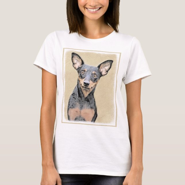 Miniatyr Pinscher Painting Cute Original Hund Art T-shirt (Framsida)