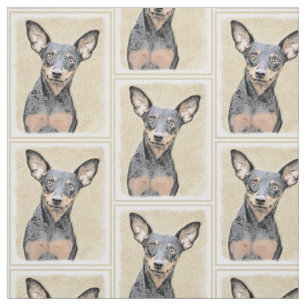Miniatyr Pinscher Painting Cute Original Hund Art Tyg