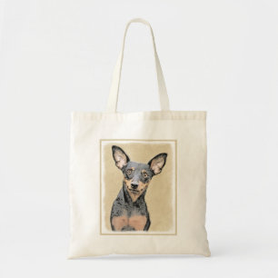 Miniatyr Pinscher Painting Cute Original Hund Art Tygkasse