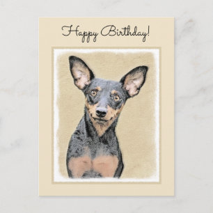 Miniatyr Pinscher Painting Cute Original Hund Art Vykort