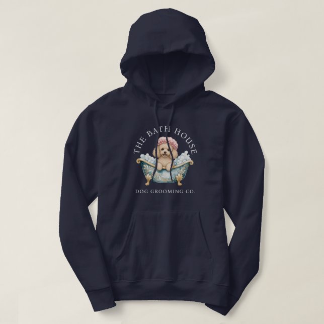 Miniatyr Poodle Hundfrisör Hoodie - Marinblå (Design framsida)