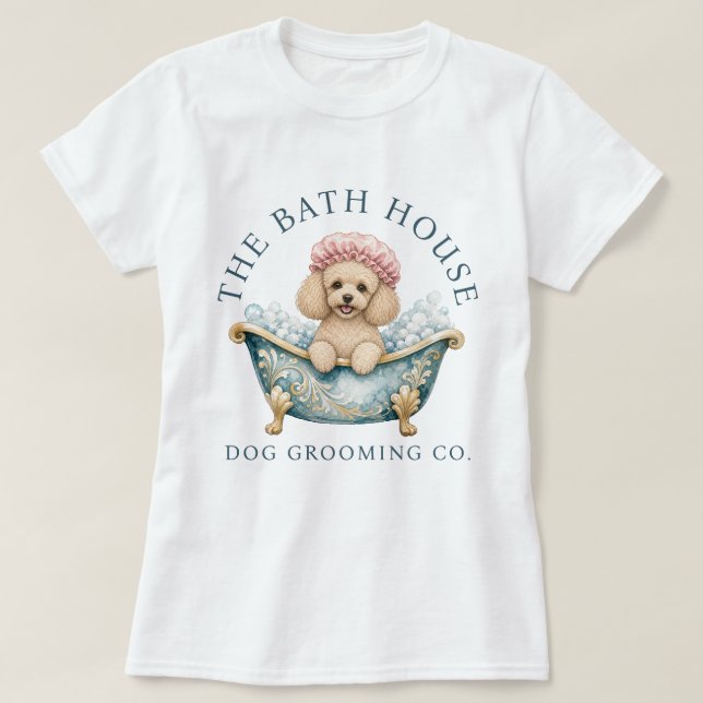 Miniatyr Pudel Hund Frisör T-Shirt  (Design framsida)