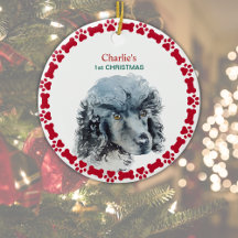 Miniatyr Pudel Personlig Vattensfärgad jul