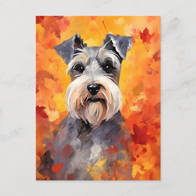 Miniatyr Schnauzer Höst Tacksgiving  Vykort (Framsida)