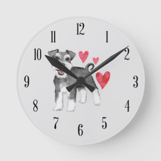 Miniatyr Schnauzer Hund aveln Round Wall Clock Rund Klocka
