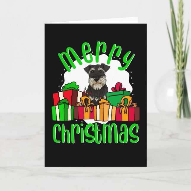 Miniatyr Schnauzer Hund God Jul Kort (Framsida)
