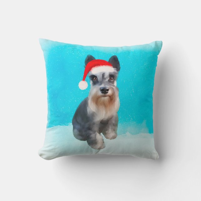 Miniatyr Schnauzer Hund I Snö-julen Helgdag Kudde (Framsida)