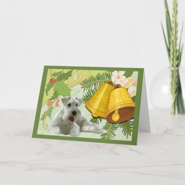 Miniatyr Schnauzer-julkort Klockor Helgkort (Framsida)