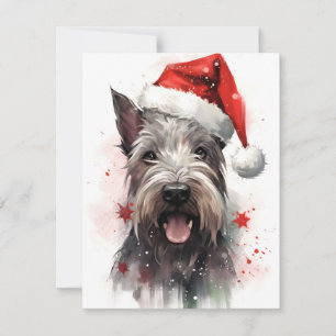 Miniatyr Schnauzer Julpenselmålardon Julkort