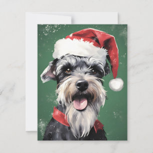 Miniatyr Schnauzer Julpenselmålardon Julkort