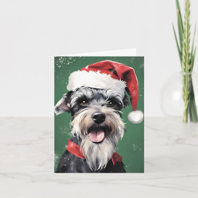 Miniatyr Schnauzer Julpenselmålardon Kort (Framsida)
