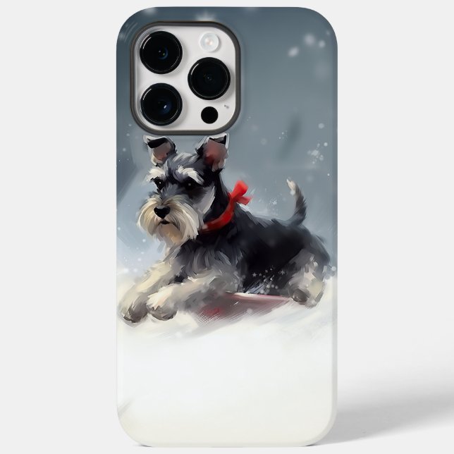 Miniatyr Schnauzer-julvintern snö (Baksida)