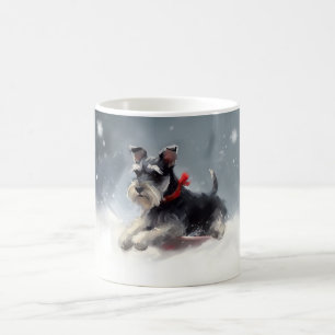 Miniatyr Schnauzer-julvintern snö Kaffemugg