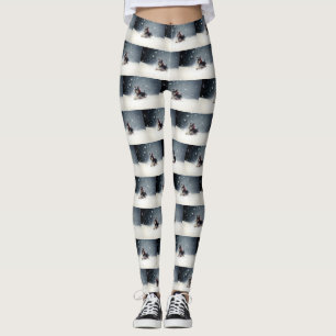 Miniatyr Schnauzer-julvintern snö Leggings