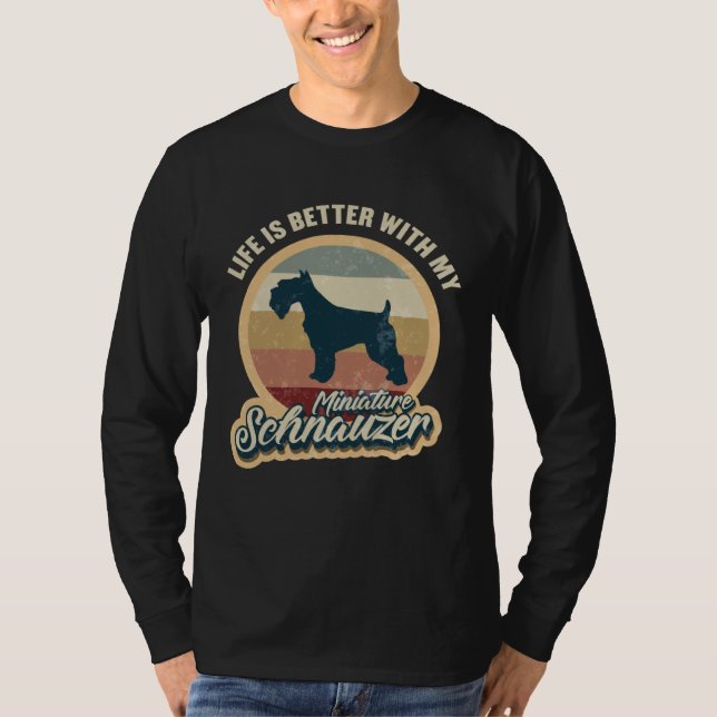 Miniatyr Schnauzer med hundar Retro T Shirt (Framsida)