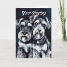 Miniatyr Schnauzer PalsPersonalized Greeting Card